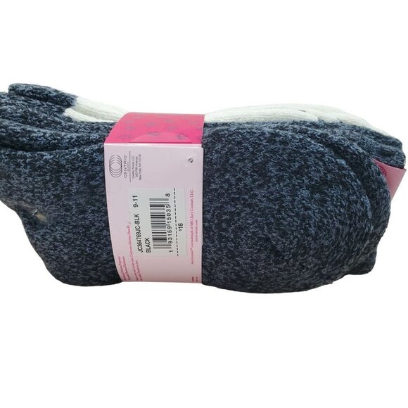 Juicy by Juicy Couture 2 Pair Boot Socks Womens 9-11 Black White - Picture 4 of 5